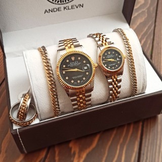ساعت رولکس Rolex ست مردانه و زنانه با دستبند ست کارتیه و انگشتر ست