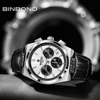 ساعت مچی مردانه بین باند Binbond اورجینال کرنوگراف بند چرمی مشکی