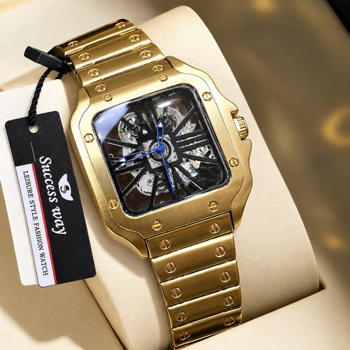 ساعت مچی مردانه کارتیر cartier اسکلتون فول فلزی